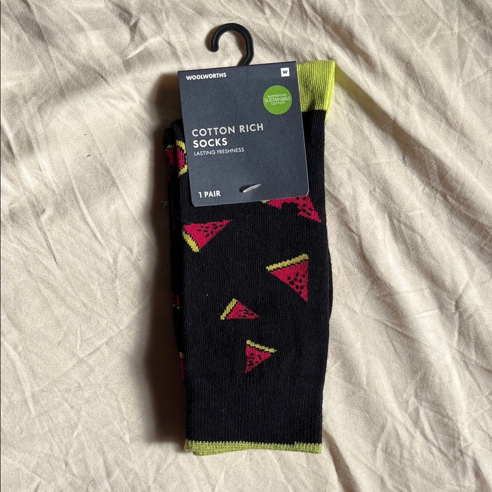 Woolworths Black and Lime Green Watermelon Socks